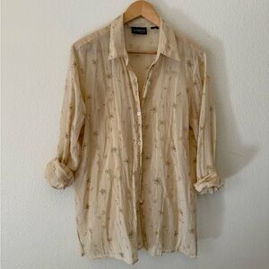 Liz Claiborne Cream Floral Shirt